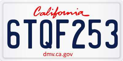 CA license plate 6TQF253