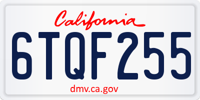 CA license plate 6TQF255
