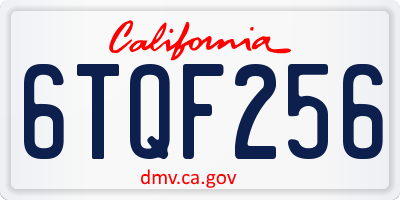 CA license plate 6TQF256