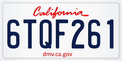 CA license plate 6TQF261