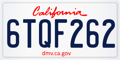 CA license plate 6TQF262