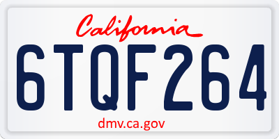 CA license plate 6TQF264