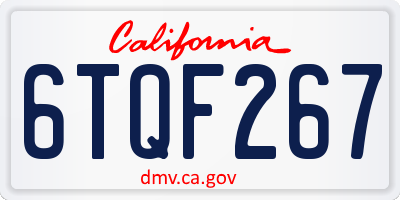 CA license plate 6TQF267