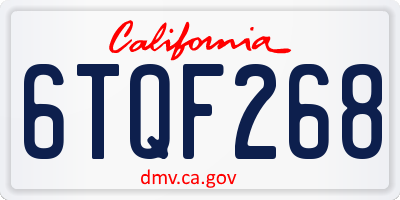 CA license plate 6TQF268