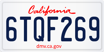 CA license plate 6TQF269