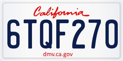 CA license plate 6TQF270