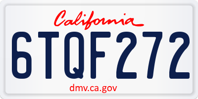 CA license plate 6TQF272