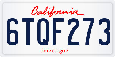 CA license plate 6TQF273