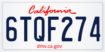 CA license plate 6TQF274