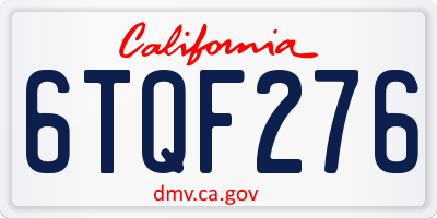 CA license plate 6TQF276