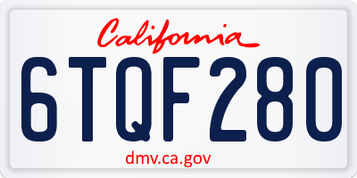 CA license plate 6TQF280