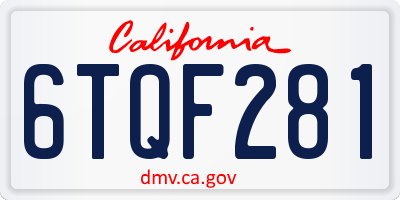 CA license plate 6TQF281