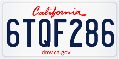 CA license plate 6TQF286