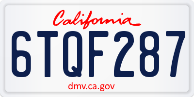 CA license plate 6TQF287