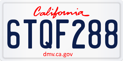 CA license plate 6TQF288