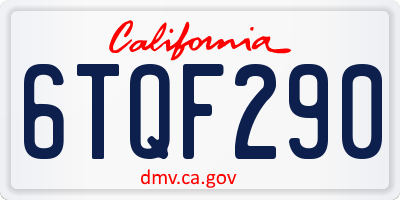 CA license plate 6TQF290