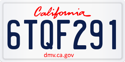 CA license plate 6TQF291