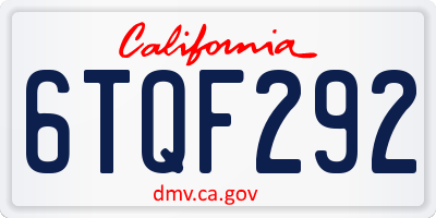 CA license plate 6TQF292