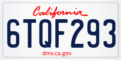 CA license plate 6TQF293