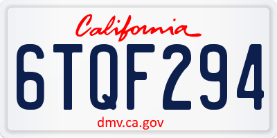 CA license plate 6TQF294