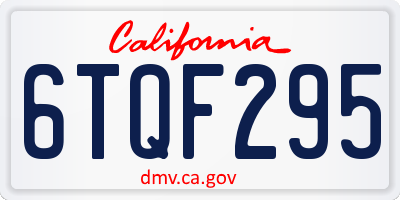 CA license plate 6TQF295