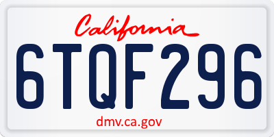 CA license plate 6TQF296