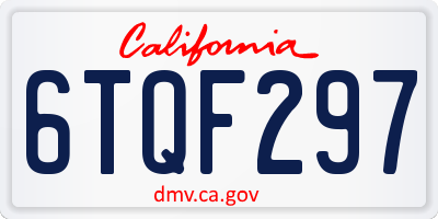 CA license plate 6TQF297