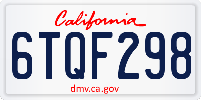 CA license plate 6TQF298