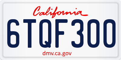 CA license plate 6TQF300