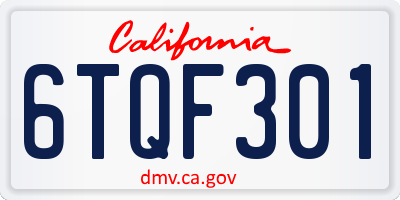 CA license plate 6TQF301