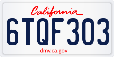 CA license plate 6TQF303