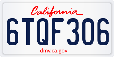 CA license plate 6TQF306