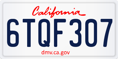 CA license plate 6TQF307