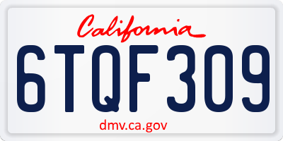 CA license plate 6TQF309