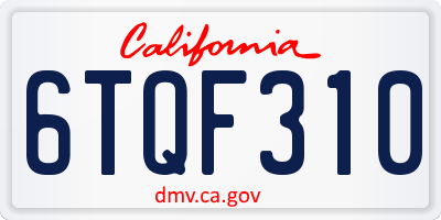 CA license plate 6TQF310