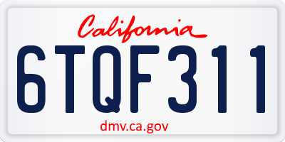 CA license plate 6TQF311