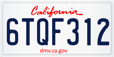 CA license plate 6TQF312