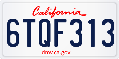 CA license plate 6TQF313