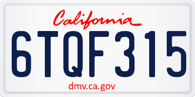 CA license plate 6TQF315