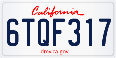 CA license plate 6TQF317