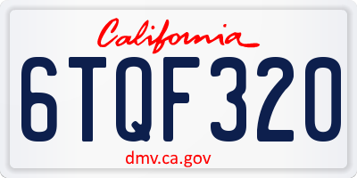 CA license plate 6TQF320