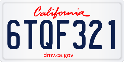 CA license plate 6TQF321