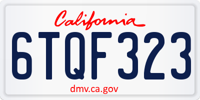 CA license plate 6TQF323