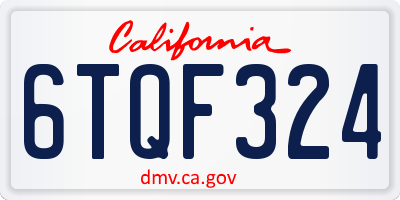 CA license plate 6TQF324