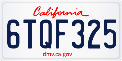 CA license plate 6TQF325