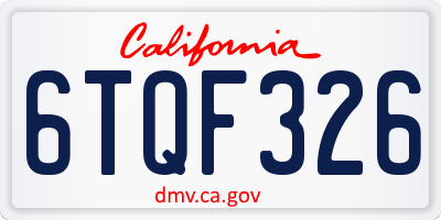CA license plate 6TQF326