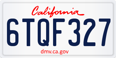 CA license plate 6TQF327