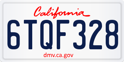 CA license plate 6TQF328