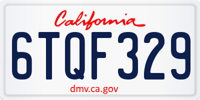 CA license plate 6TQF329