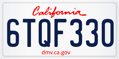 CA license plate 6TQF330